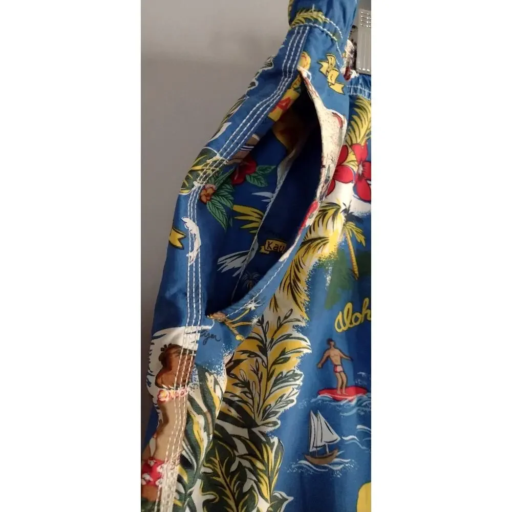 Tommy Hilfiger Men's Hawaiian Theme Swim Trunks Mesh Size XL beachy travelwear
